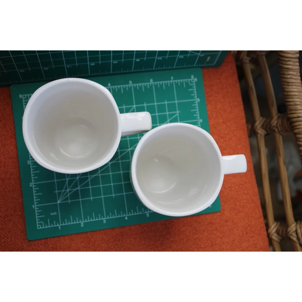 Corelle Coordinates Porcelain Mugs Set of 2 Abstract Scribble Swirl Green Blue - Picture 4 of 6
